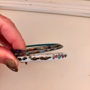 Set of Three Gold and White Bangles